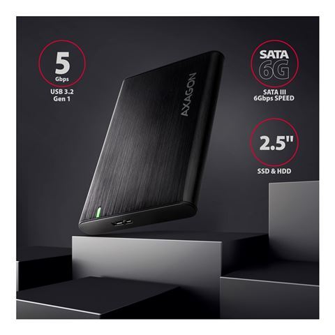 Axagon EE25-A6M ladica za disk 2.5" HDD/SSD, USB-A 3.2 Gen 1, crna