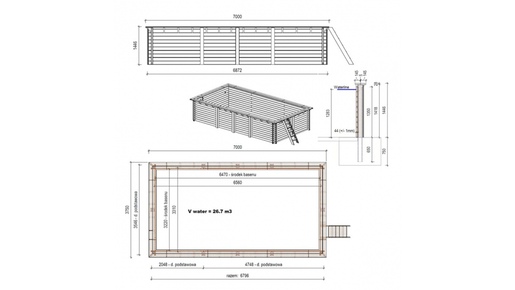 Drveni bazen AQUA 7x3,75 - V.1,45 m - sidrenje šarafanjem