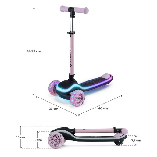 Kinderkraft romobil RAKET LED, Pink