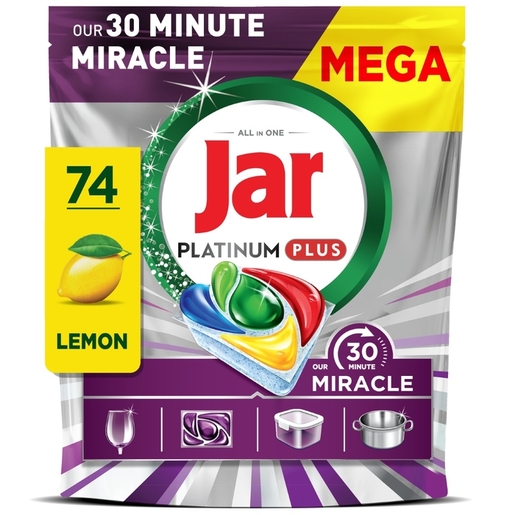 Jar Miracle Platinum Plus, kapsule za strojno pranje posuđa, 74 kom