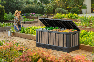 KETER vrtni spremnik Deco Kentwood  350L, pepeljasto-siva