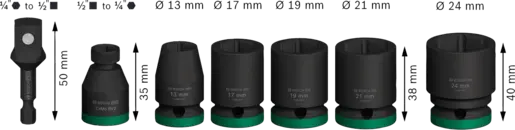 BOSCH Professional set nasadnih ključeva s adapterom PRO 1/2" Standard, 7 kom