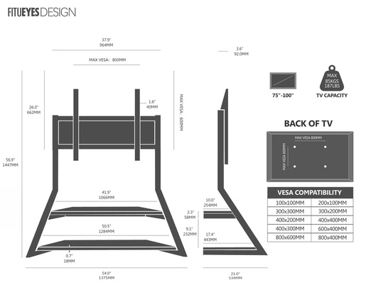 FITUEYES Eiffel FT100 TV stalak, orah