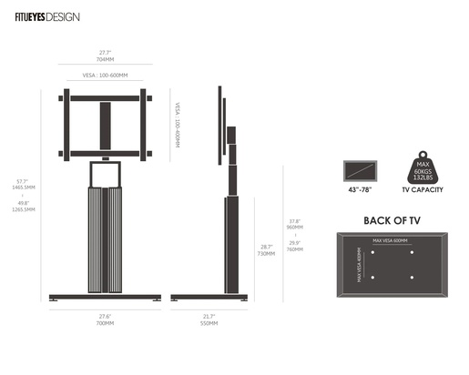 FITUEYES Cantor FT78 TV stalak, crna