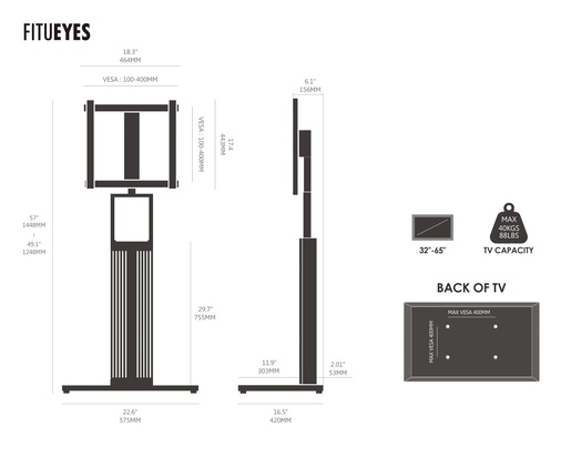 FITUEYES Zen FT65 TV stalak, crna