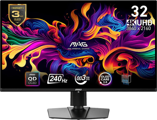 MSI MAG 321UPX, 31.5" UHD OLED, 240Hz, 0.03ms, 2xHDMI, DisplayPort, USB-C, monitor
