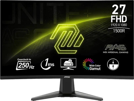MSI MAG 27C6X, 27" FHD VA, 250Hz, 1ms, 2xHDMI, DisplayPort, zakrivljeni, monitor