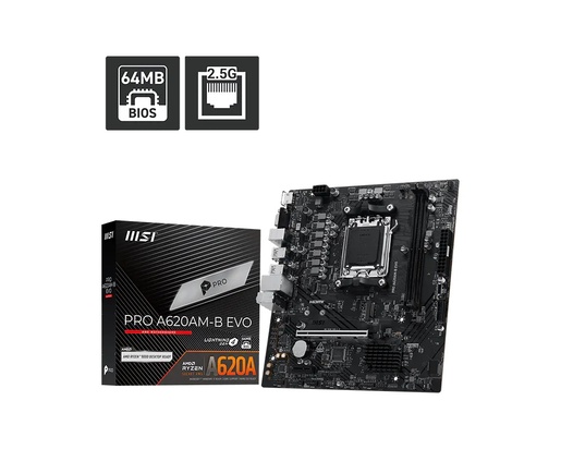 Matična ploča MSI, PRO A620M-B EVO AMD A620, AM5, DDR5, mATX (911-7E36-001)