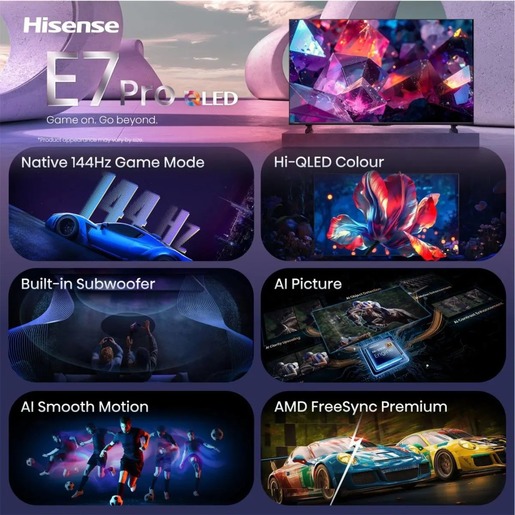 Hisense 100" Hi-QLED Smart TV 100E7S PRO, 4K Ultra HD, VIDAA Smart, 144Hz Game Mode