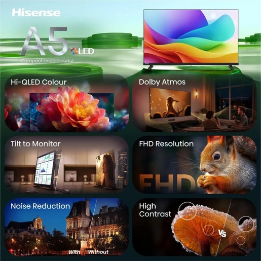 Hisense 32" Hi-QLED Smart TV 32A5S, Full HD, VIDAA Smart, 60Hz Game Mode