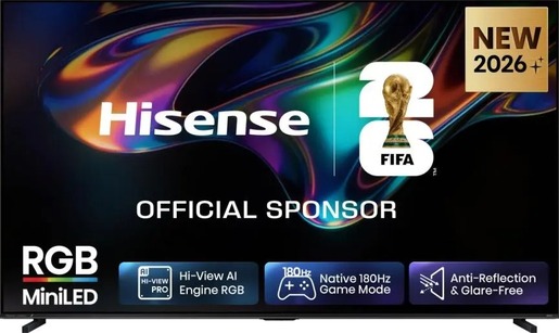 Hisense 100" RGB MiniLED TV 100UR8S, 4K Ultra HD, VIDAA Smart, Hi-View AI Engine, 180Hz Game Mode