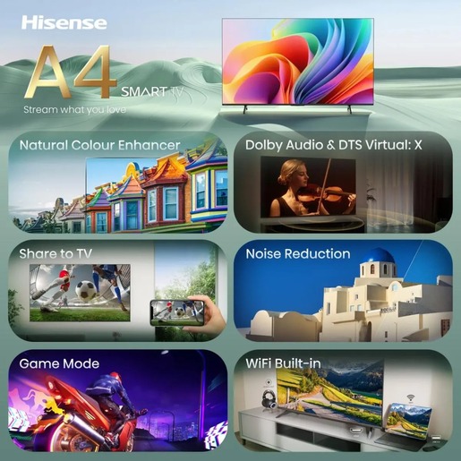 Hisense 40" DLED Smart TV 40A4S, Full HD, VIDAA Smart, 60Hz Game Mode