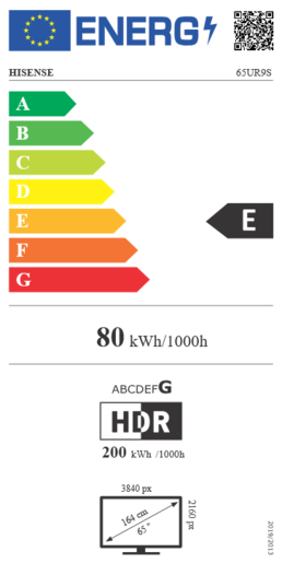 Hisense 65" RGB MiniLED TV 65UR9S, 4K Ultra HD, VIDAA OS, Hi-View AI Engine RGB, 170Hz Game Mode