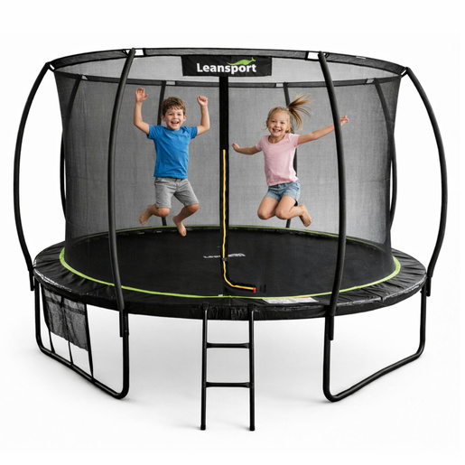 Trampolin LINE 366 cm - crni - zeleni