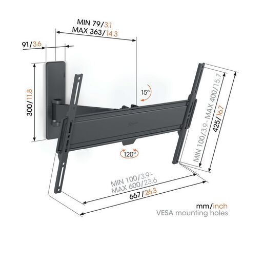 Vogel's TVM1623 nosač za 40"-77" nagib + TVM1223 nosač za 19"-43" nagib gratis