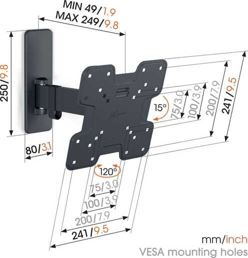 Vogel's TVM1623 nosač za 40"-77" nagib + TVM1223 nosač za 19"-43" nagib gratis