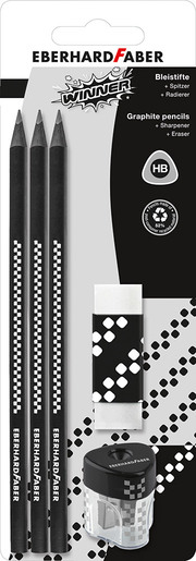 Set olovka grafitna HB x3, šiljilo + gumica Eberhard Faber Winner