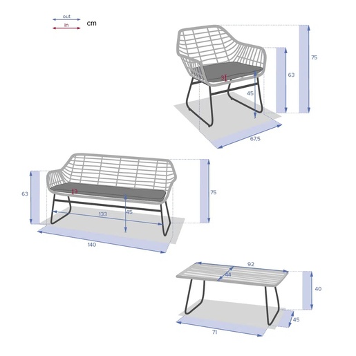 Hesperide set vrtnog namještaja Lambada 135 x 75 x 230 cm, bež, 4/1