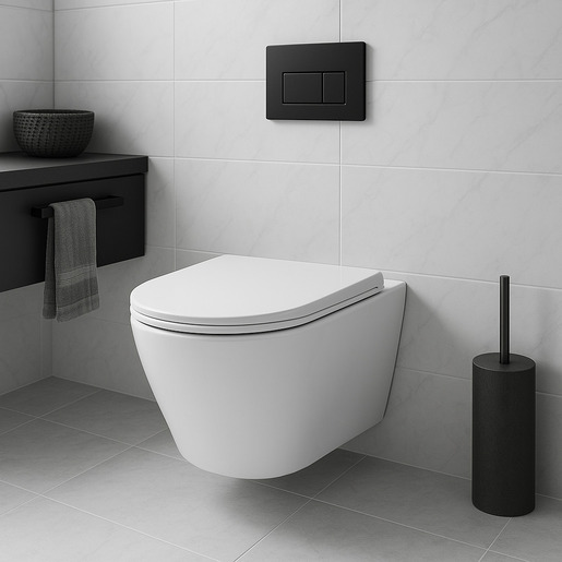 Inter Ceramic set: viseća WC školjka bez ruba sa soft close/quick release WC daskom 37x37x48cm, porculan/duroplast bijela