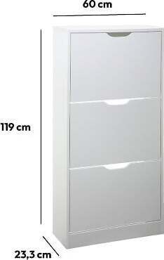 FIVE ormarić za cipele, 3 police, 60x23.3x119 cm, bijeli