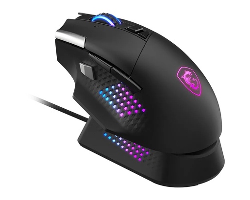 MSI Versa Pro W + Mouse Dock Pro, bežični optički miš, 26000 DPI, crni, S12-4301370-CLA