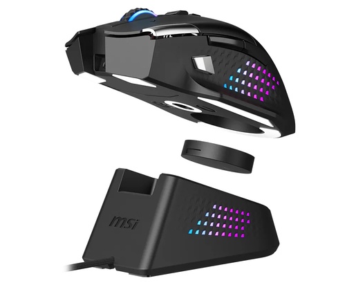 MSI Versa Pro W + Mouse Dock Pro, bežični optički miš, 26000 DPI, crni, S12-4301370-CLA