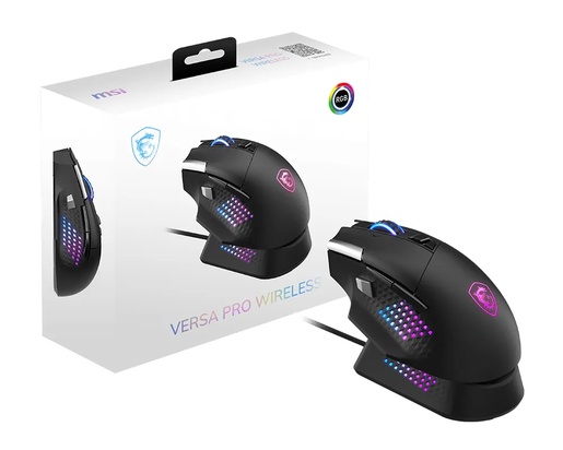 MSI Versa Pro W + Mouse Dock Pro, bežični optički miš, 26000 DPI, crni, S12-4301370-CLA
