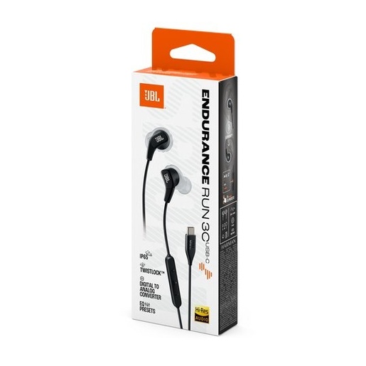 JBL Endurance Run 3 USB-C, In-Ear, žičane slušalice, crne