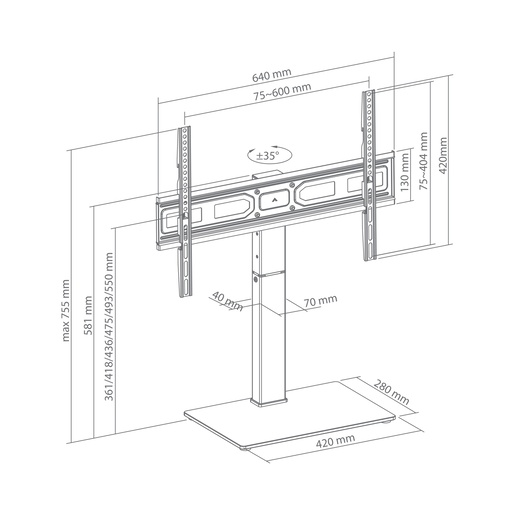 SBOX fiksni podni stalak FS-306, 37-75", do 40kg, 600x400