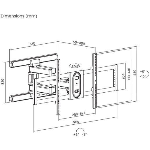 SBOX zidni nosač PLB-8148, 43-100, do 60kg, 800x400