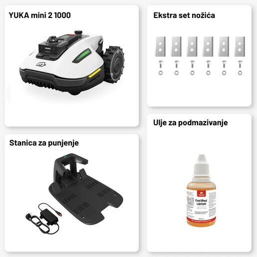 Mammotion YUKA, profesionalna robotska kosilica mini 2 1000, 88 W, širina rezanja 190 mm, košnja do 1000 m², 4G