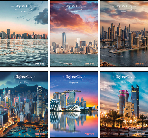 Set bilježnica Street Sky Line City, A4 linije, 52 listova, meki uvez, 10 KOM