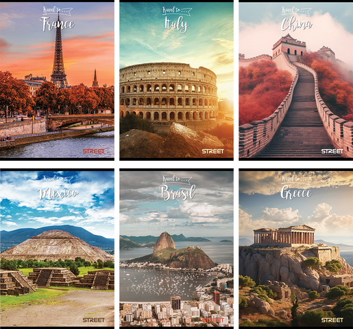 Set bilježnica Street Travel, A4 geometrija, 52 listova, meki uvez, 10 KOM