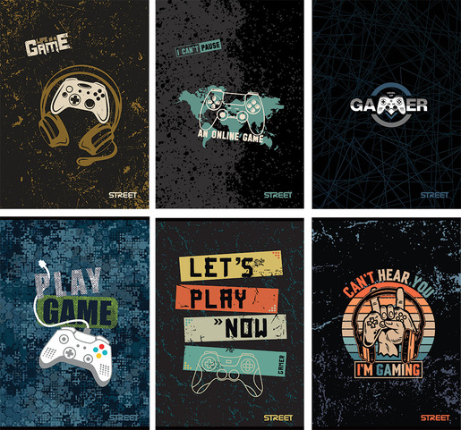 Set bilježnica Street Gaming, A4 linije, 52 listova, meki uvez, 10 KOM