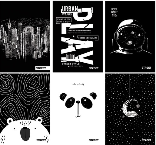 Set bilježnica Street Black&White, A4 geometrija, 52 listova, meki uvez, 10 KOM