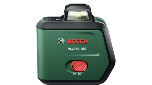 BOSCH aku laserski nivelir premium set PLL360-15G, li-ion, 500 - 540 nm, 15/30 m + stativ TT120 + stezaljka MM 3 + torba