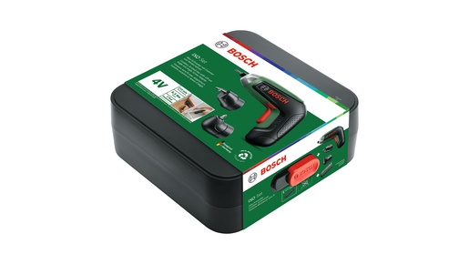 BOSCH aku odvijač u setu IXO Gen8, 3.6V, 6.5Nm + set od 10 bitova + kutija + kutni nastavak + ekscentarski nastavak