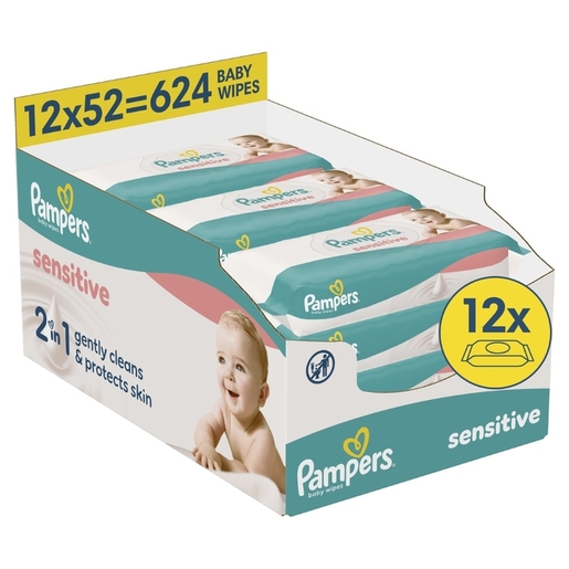 Pampers Sensitive vlažne maramice, 12 pakiranja, 624 kom