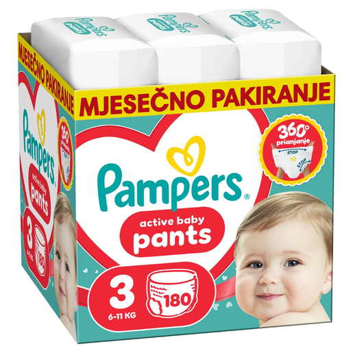 Pampers Active Baby Pants pelene gaćice, vel. 3, 6-11 kg, 180 kom