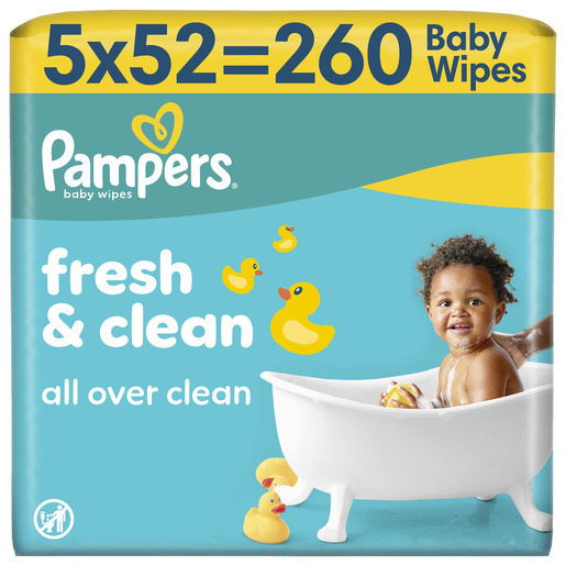 Pampers Fresh Clean vlažne maramice, 5 pakiranja, 260 kom