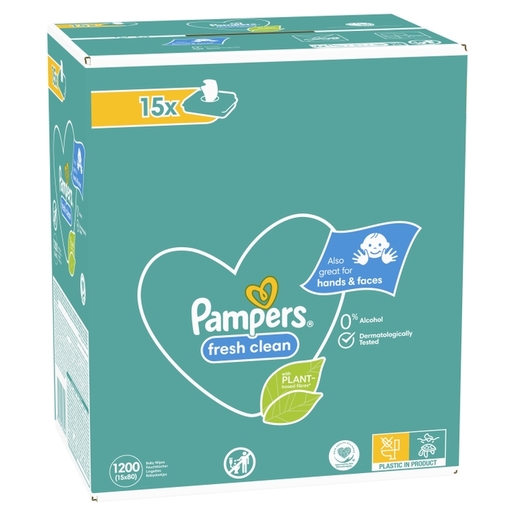 Pampers Fresh Clean vlažne maramice, 15 pakiranja, 1200 kom
