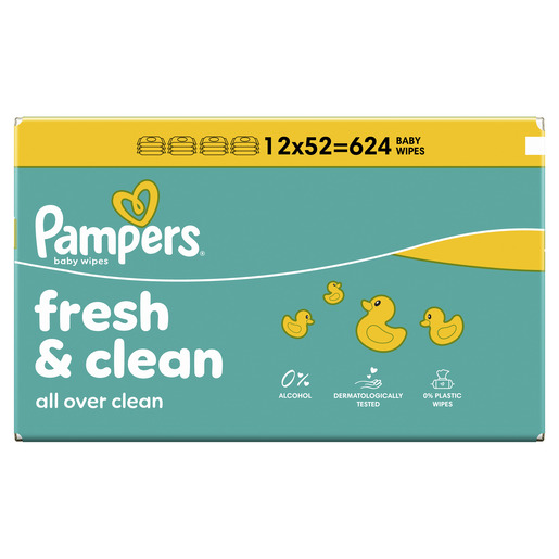 Pampers Fresh Clean vlažne maramice, 12 pakiranja, 624 kom