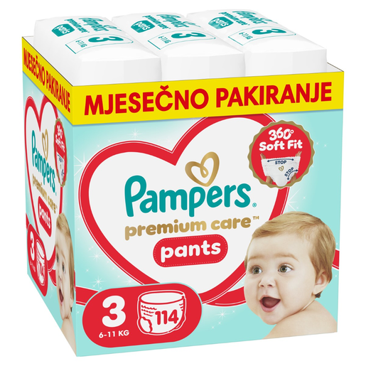 Pampers Premium Care Pants pelene gaćice, vel. 3, 6-11 kg, 114 kom