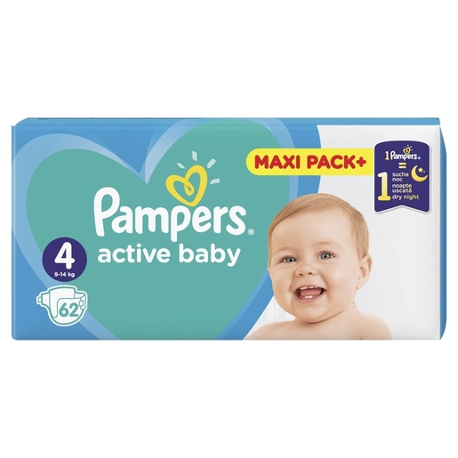 Pampers Active Baby pelene, vel. 4, 9-14 kg, 62 kom