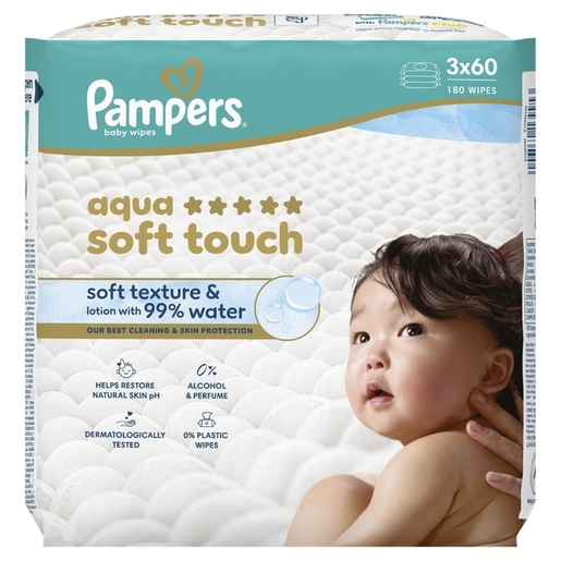 Pampers Aqua Soft Touch vlažne maramice, 180 kom