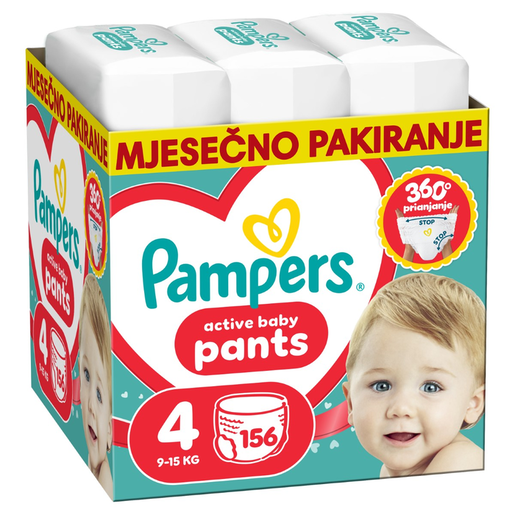 Pampers Active Baby Pants pelene gaćice, vel. 4, 9-15 kg, 156 kom