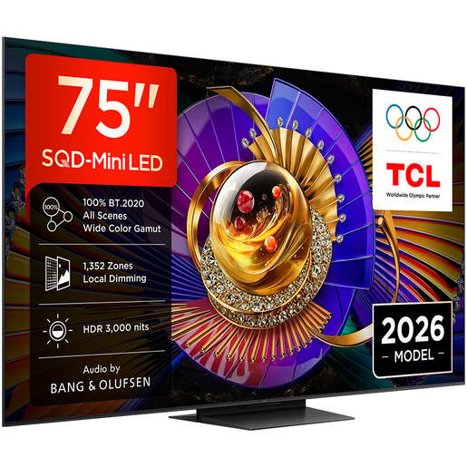 TCL 75" Mini LED TV 75C7L, Premium 4K, Google TV, Dolby Vision IQ, HDR10, Bang & Olufsen audio