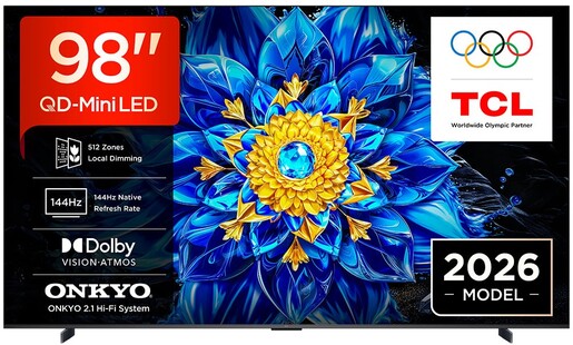 TCL 98" QD-Mini LED TV 98P8L, 4K, Google TV, Dolby Vision, Onkyo Audio System 2.1ch, HDR10+