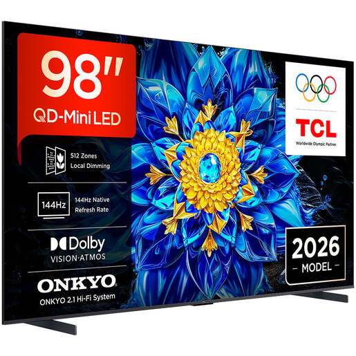 TCL 98" QD-Mini LED TV 98P8L, 4K, Google TV, Dolby Vision, Onkyo Audio System 2.1ch, HDR10+