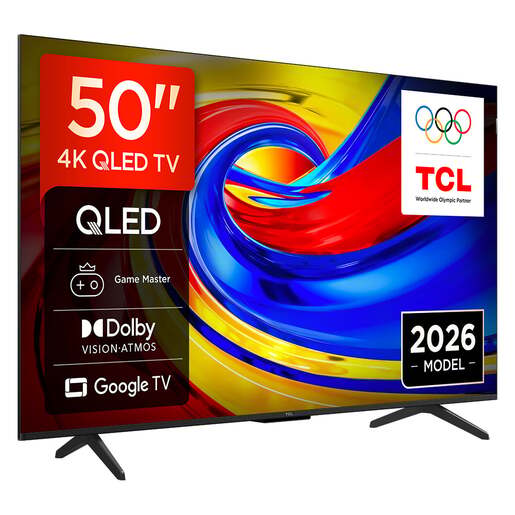 TCL 50" QLED TV 50P7L, Premium 4K, Google TV, Dolby Vision & Atmos, HDR10+
